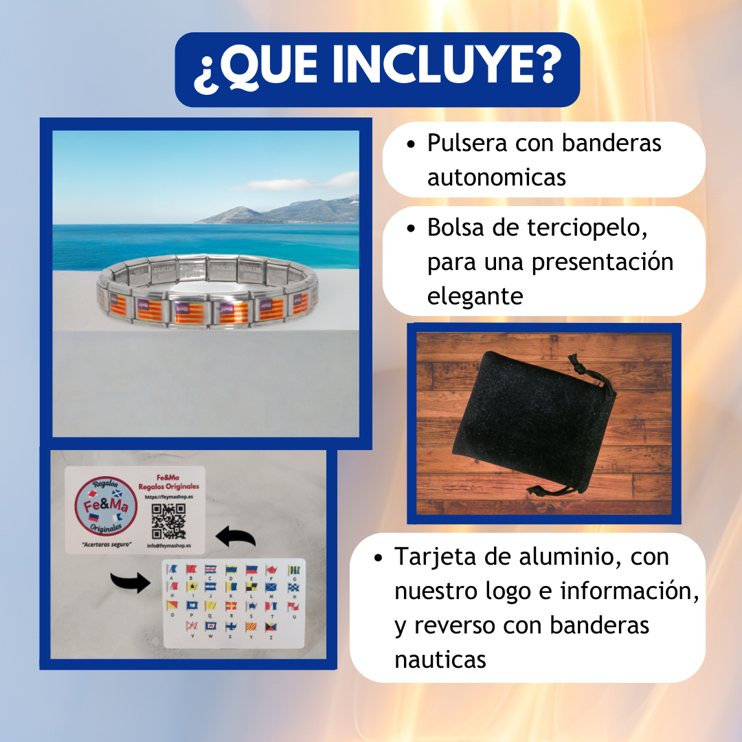 Pulsera con Bandera de Baleares – Acero Inoxidable, Regalo Original de Comunidad Autónoma