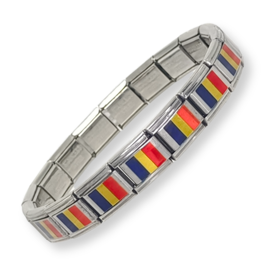 Pulsera con Bandera de Rumania – Acero Inoxidable, Regalo Original