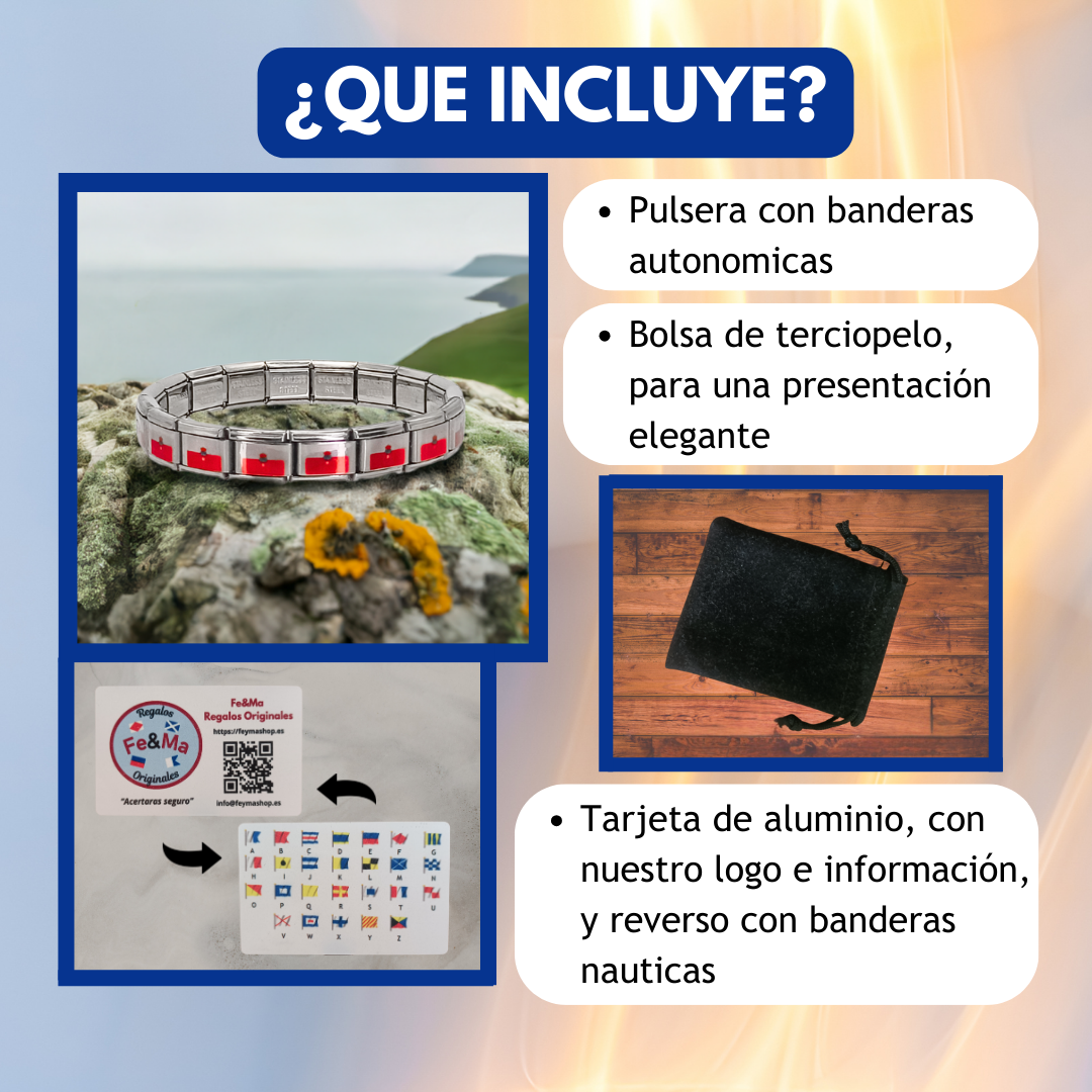 Pulsera con Bandera de Cantabria – Acero Inoxidable, Regalo Original de Comunidad Autónoma
