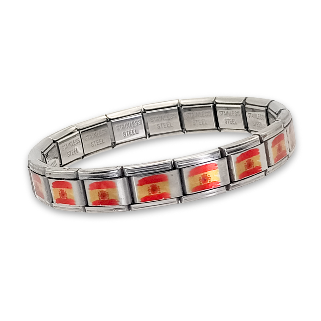 Pulsera con la Bandera de España con Escudo – Acero Inoxidable, Regalo Original con Orgullo Nacional