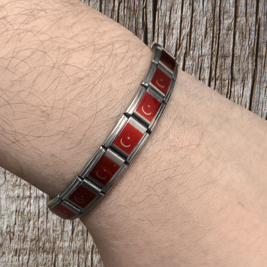 Pulsera con Bandera de Turquía – Acero Inoxidable, Regalo Original