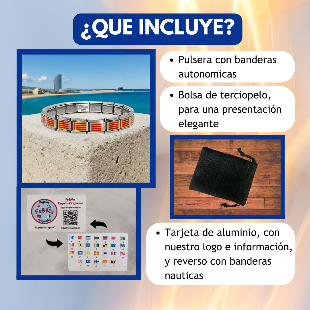 Pulsera con Bandera de Cataluña – Acero Inoxidable, Regalo Original de Comunidad Autónoma