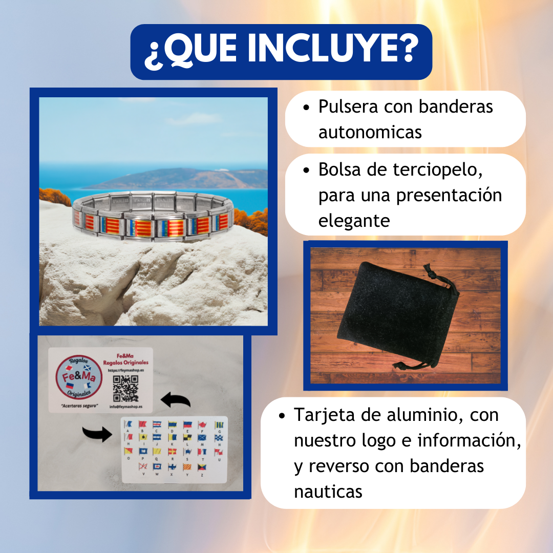 Pulsera con Bandera de Comunidad Valenciana – Acero Inoxidable, Regalo Original de Comunidad Autónoma