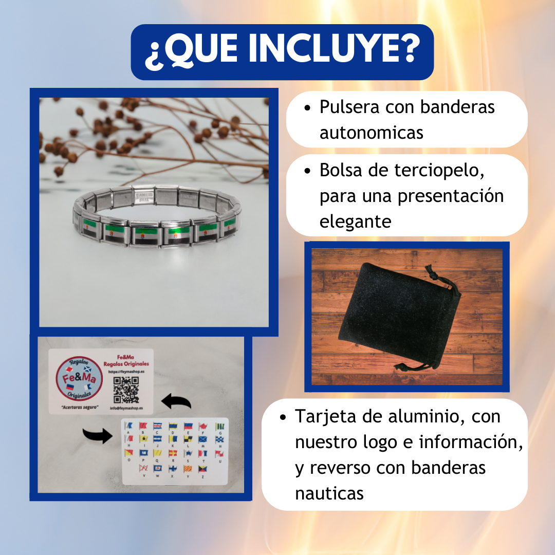 Pulsera con Bandera de Extremadura – Acero Inoxidable, Regalo Original de Comunidad Autónoma