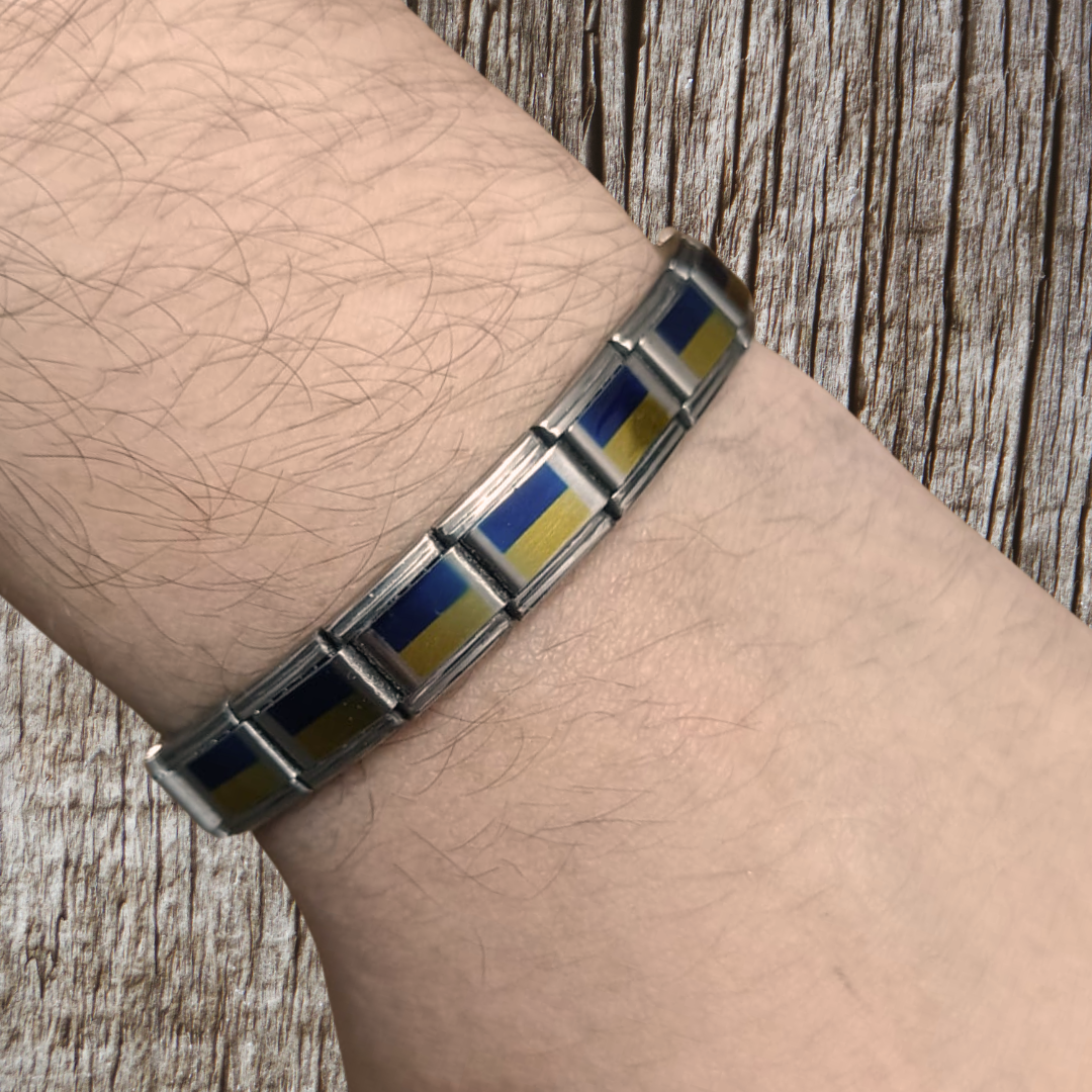 Pulsera con Bandera de Ucrania – Acero Inoxidable, Regalo Original