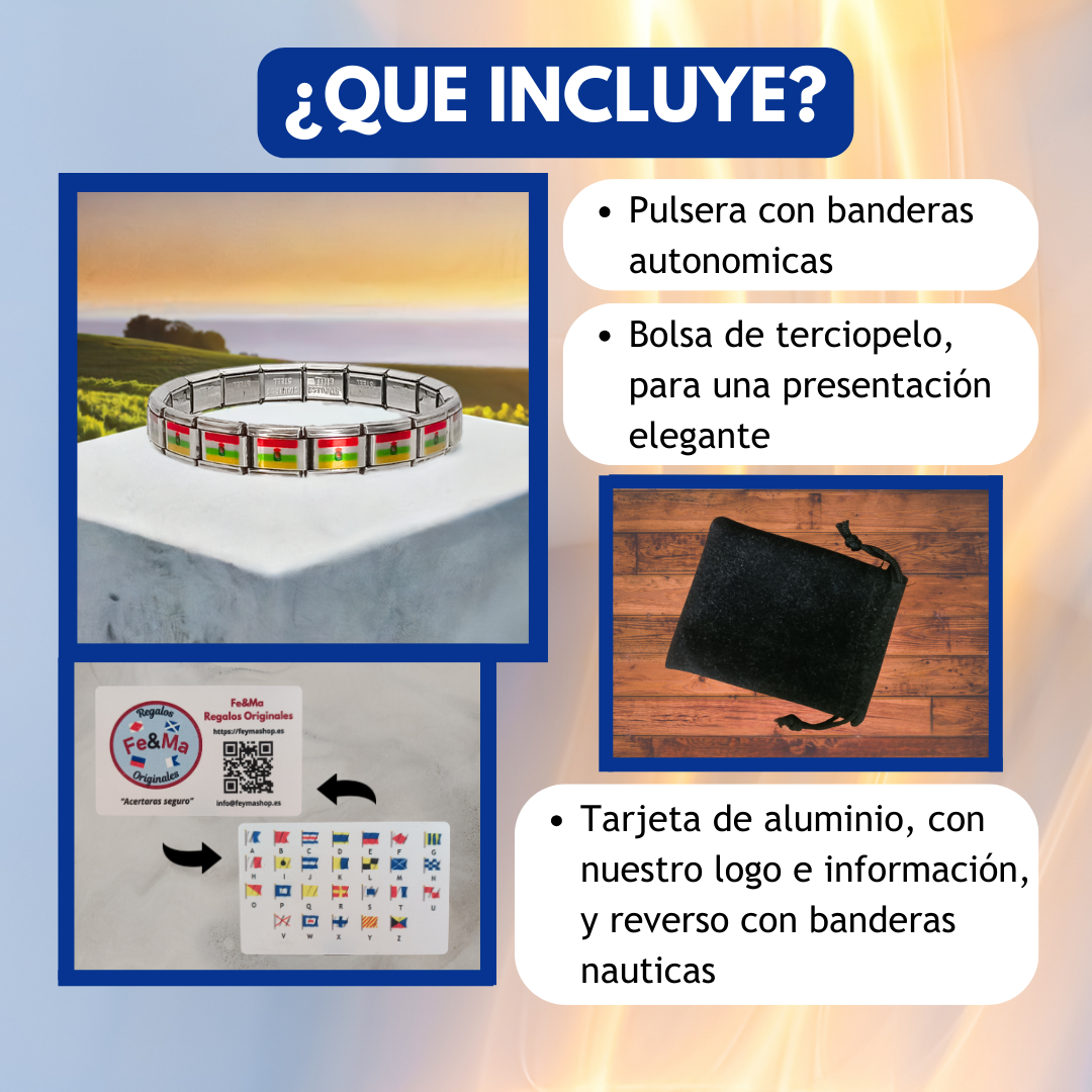 Pulsera con Bandera de La Rioja – Acero Inoxidable, Regalo Original de Comunidad Autónoma