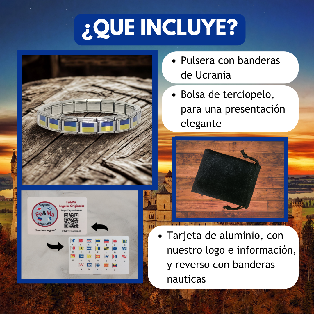 Pulsera con Bandera de Ucrania – Acero Inoxidable, Regalo Original