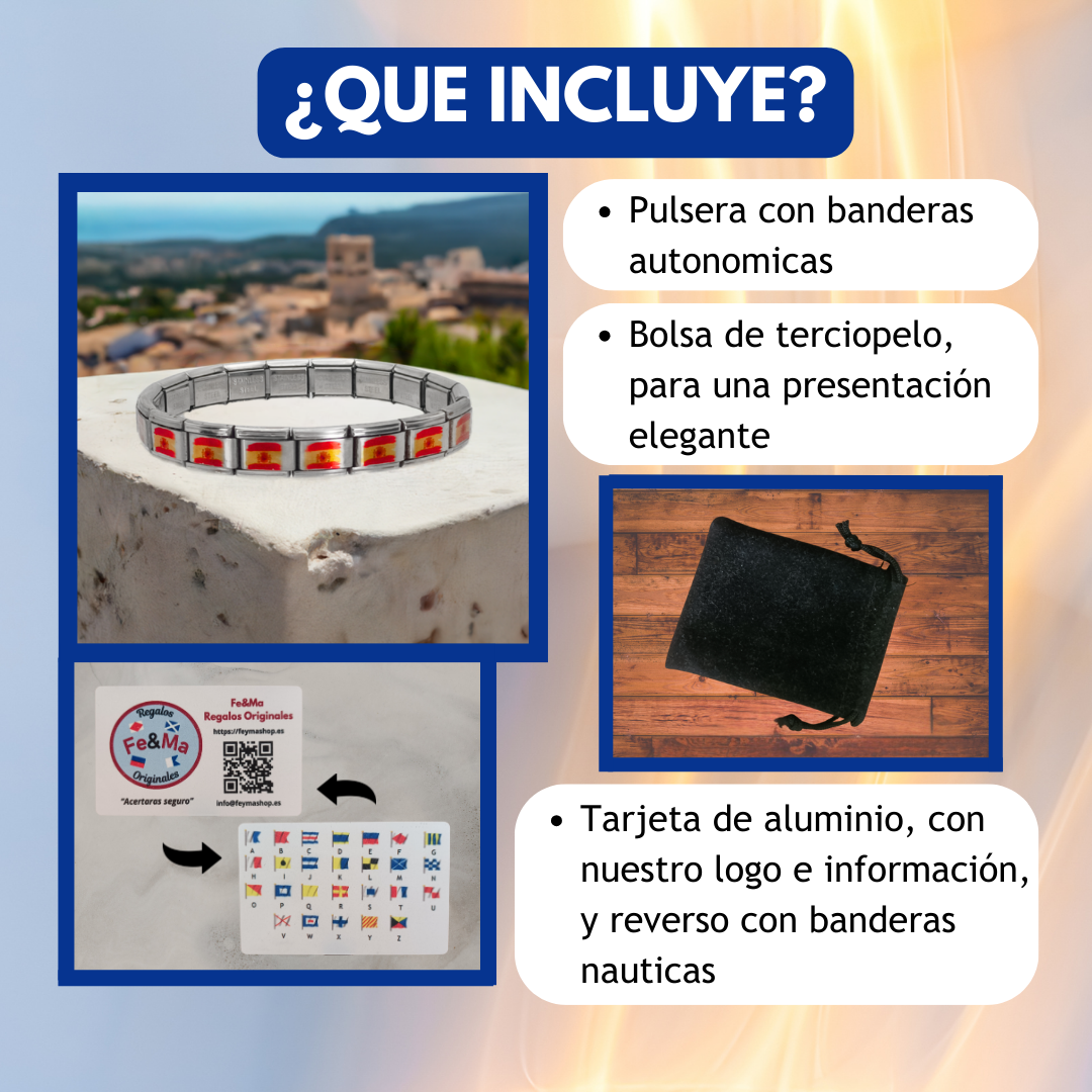 Pulsera con la Bandera de España con Escudo – Acero Inoxidable, Regalo Original con Orgullo Nacional