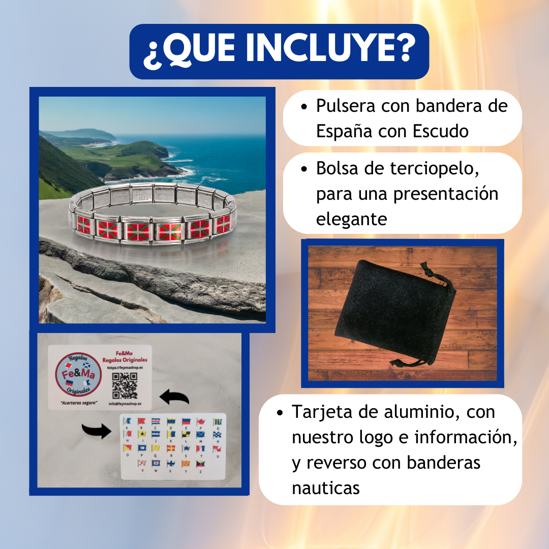 Pulsera con Bandera de País Vasco – Acero Inoxidable, Regalo Original de Comunidad Autónoma
