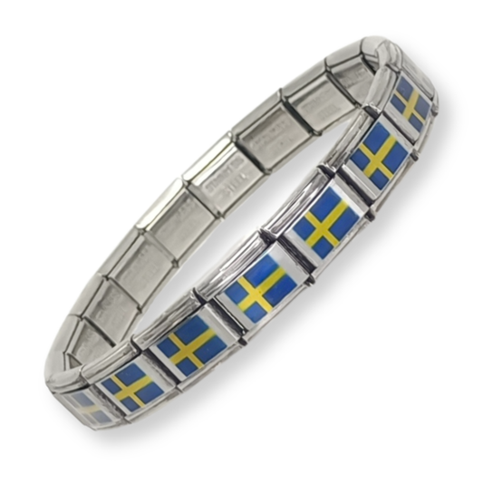 Pulsera con Bandera de Suecia – Acero Inoxidable, Regalo Original