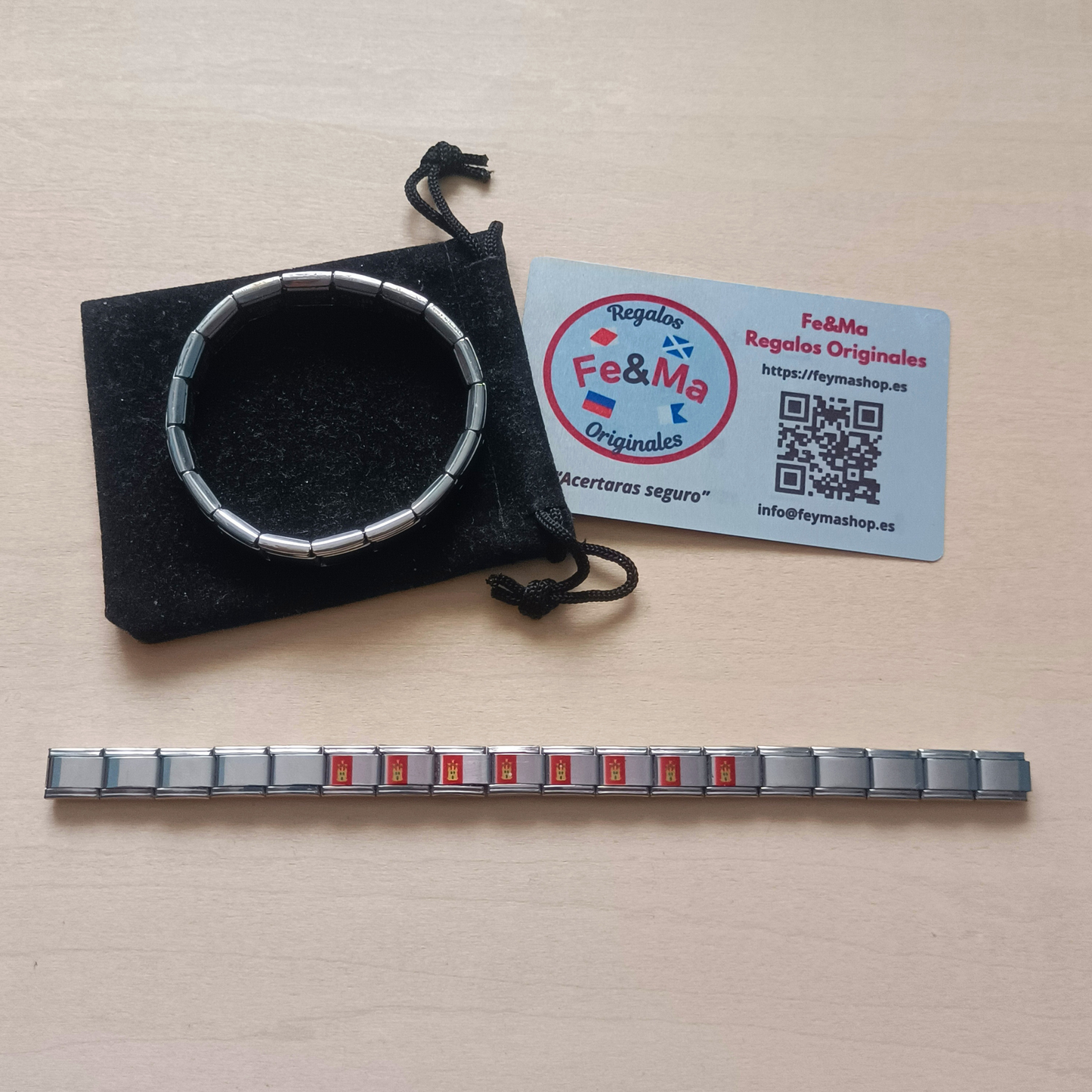 Pulsera con Bandera de Castilla-La Mancha – Acero Inoxidable, Regalo Original de Comunidad Autónoma
