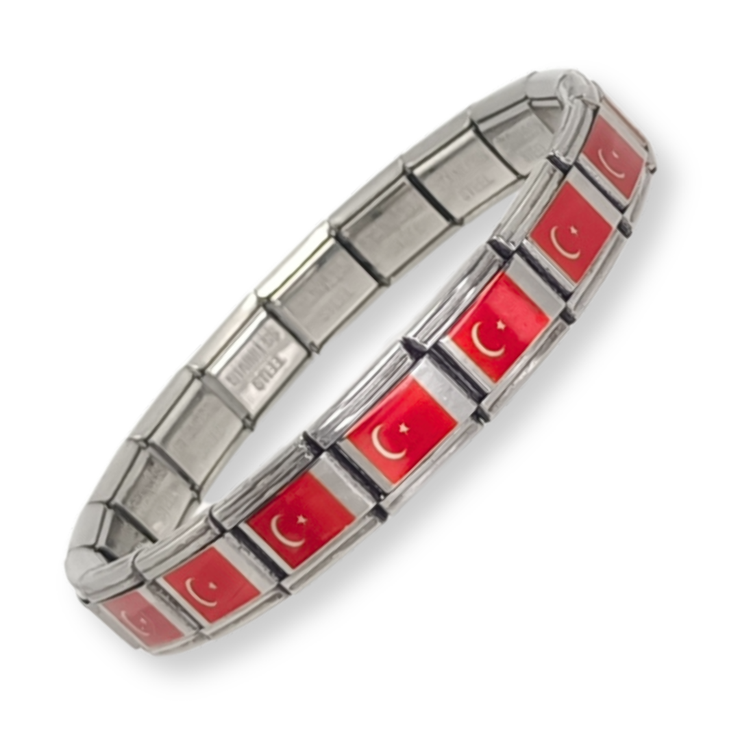 Pulsera con Bandera de Turquía – Acero Inoxidable, Regalo Original