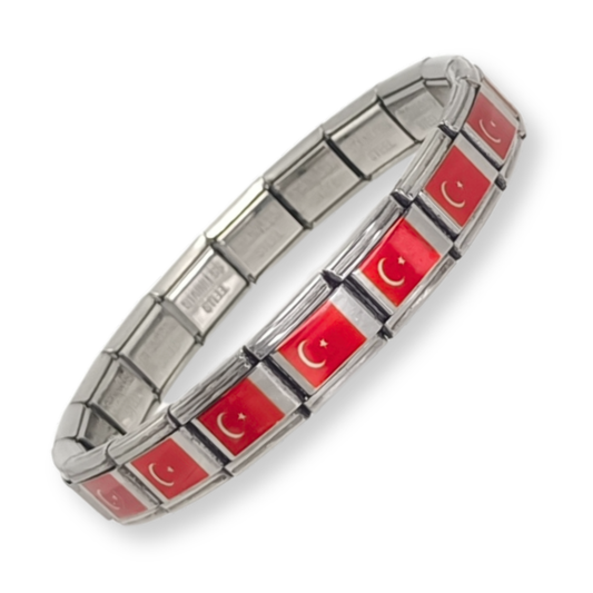 Pulsera con Bandera de Turquía – Acero Inoxidable, Regalo Original
