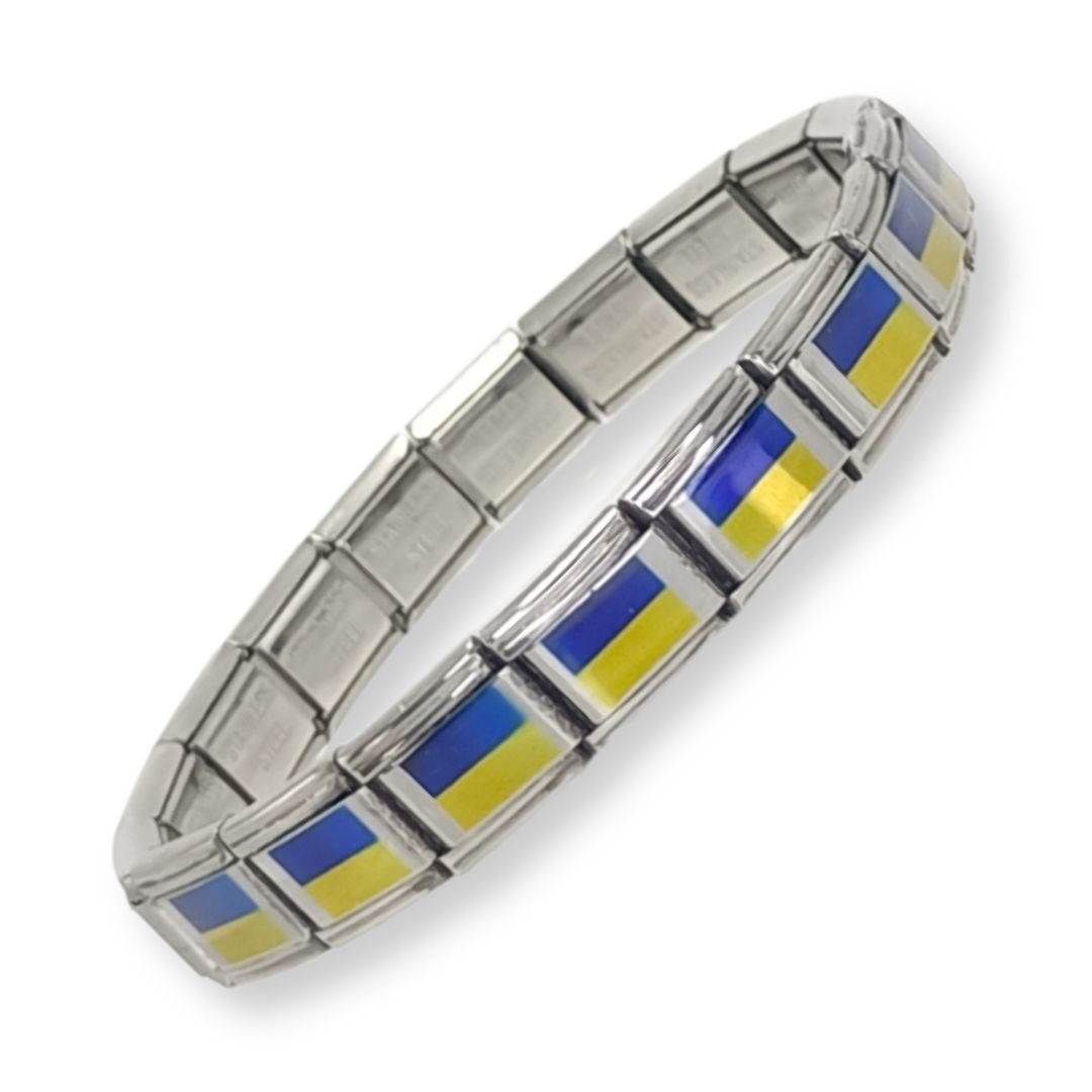 Pulsera con Bandera de Ucrania – Acero Inoxidable, Regalo Original