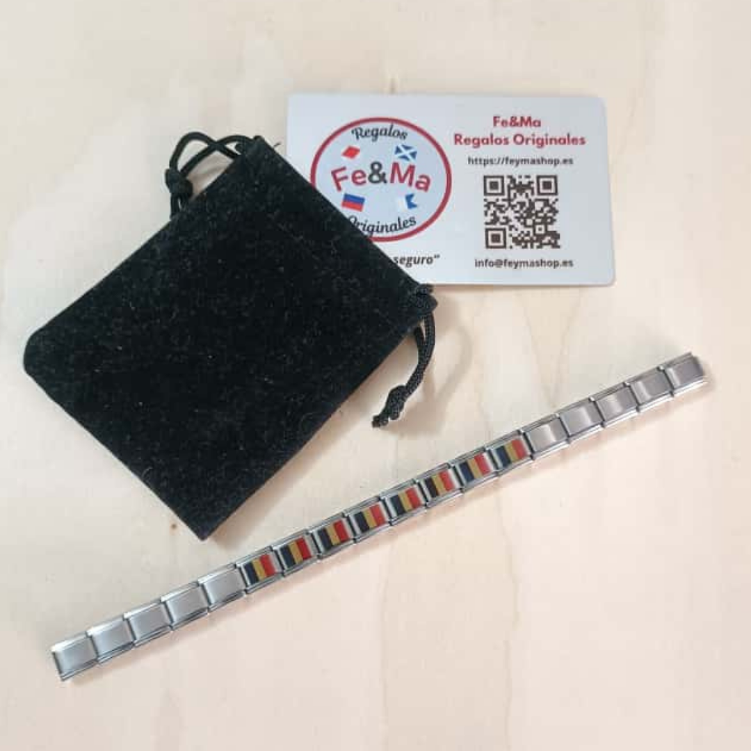 Pulsera con Bandera de Bélgica – Acero Inoxidable, Regalo Original