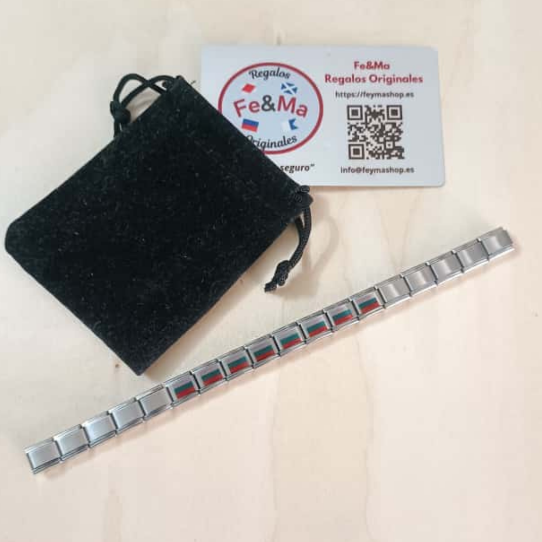 Pulsera con Bandera de Bulgaria – Acero Inoxidable, Regalo Original