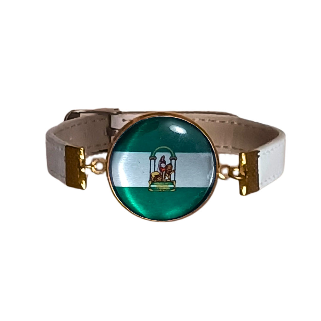 Pulsera con Bandera de Andalucía - Medallón con Correa Ajustable, Regalo Original con Orgullo de Comunidad Autónoma