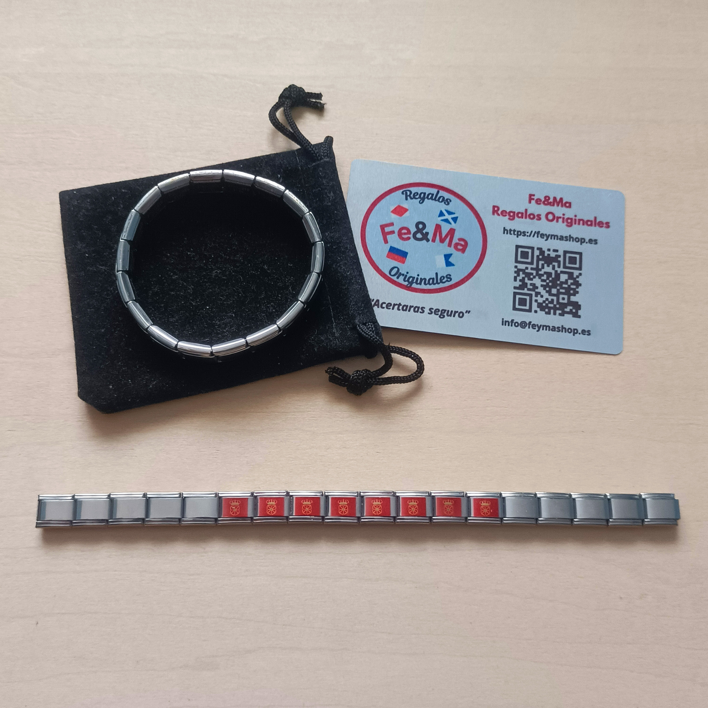 Pulsera con Bandera de Navarra – Acero Inoxidable, Regalo Original de Comunidad Autónoma