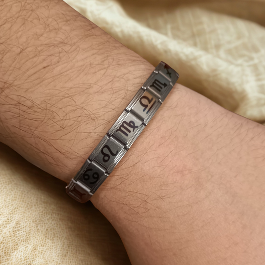 Pulsera Signos del Zodiaco Acero Inoxidable - 12 Símbolos Astrológicos Grabados - Regalo Astrología - Unisex