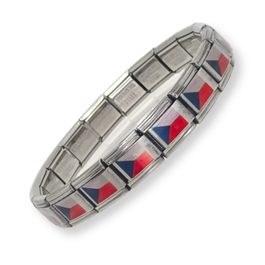 Pulsera con Bandera de Republica Checa – Acero Inoxidable, Regalo Original