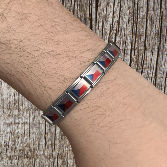 Pulsera con Bandera de Republica Checa – Acero Inoxidable, Regalo Original
