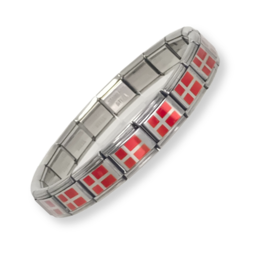 Pulsera con Bandera de Dinamarca – Acero Inoxidable, Regalo Original