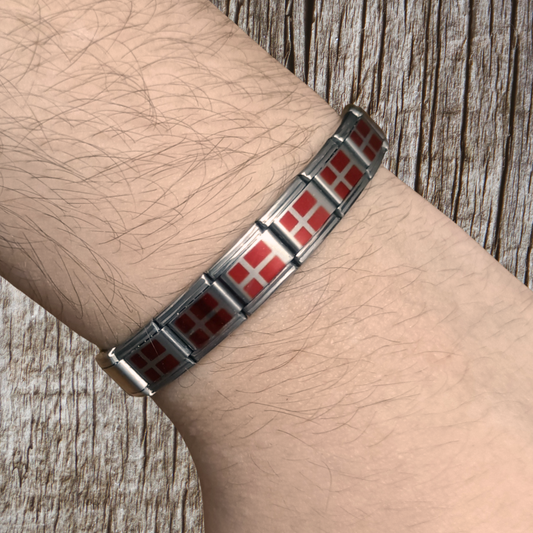 Pulsera con Bandera de Dinamarca – Acero Inoxidable, Regalo Original