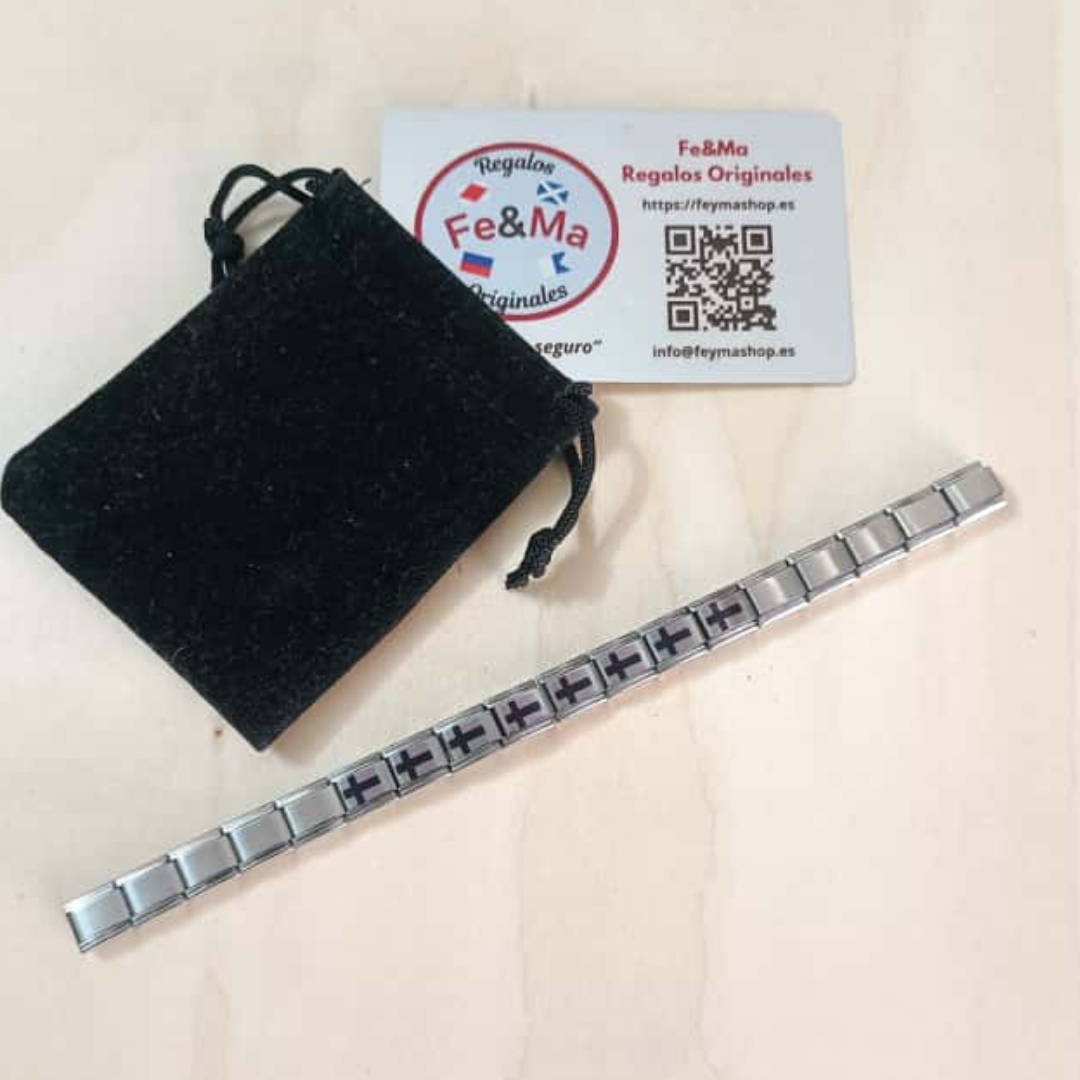 Pulsera con Bandera de Finlandia – Acero Inoxidable, Regalo Original