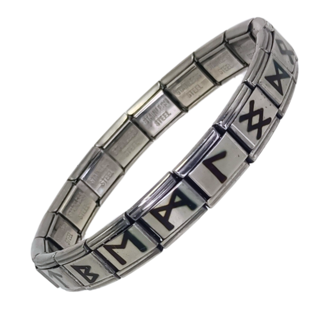 Pulsera Vikinga de Acero Inoxidable con Runas Nórdicas