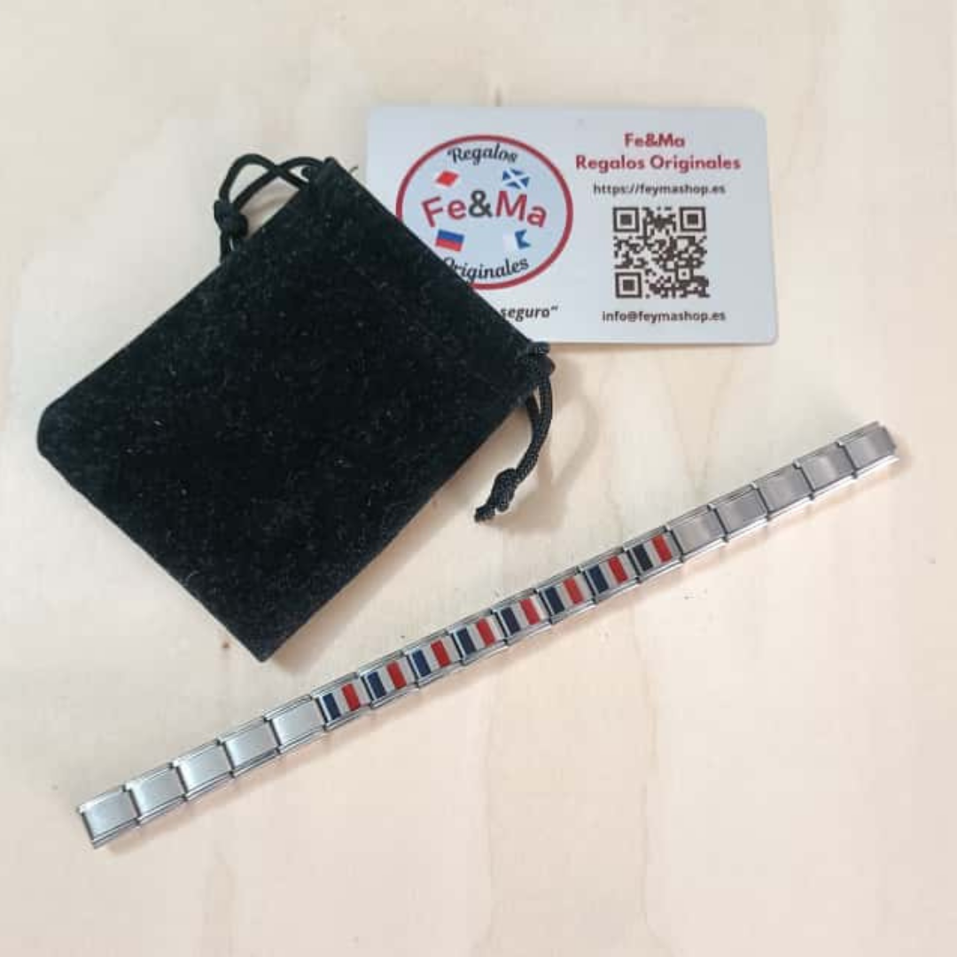 Pulsera con Bandera de Francia – Acero Inoxidable, Regalo Original