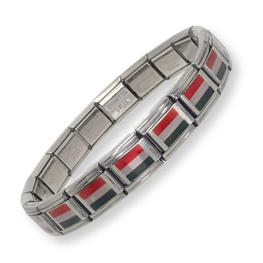 Pulsera con Bandera de Hungría – Acero Inoxidable, Regalo Original