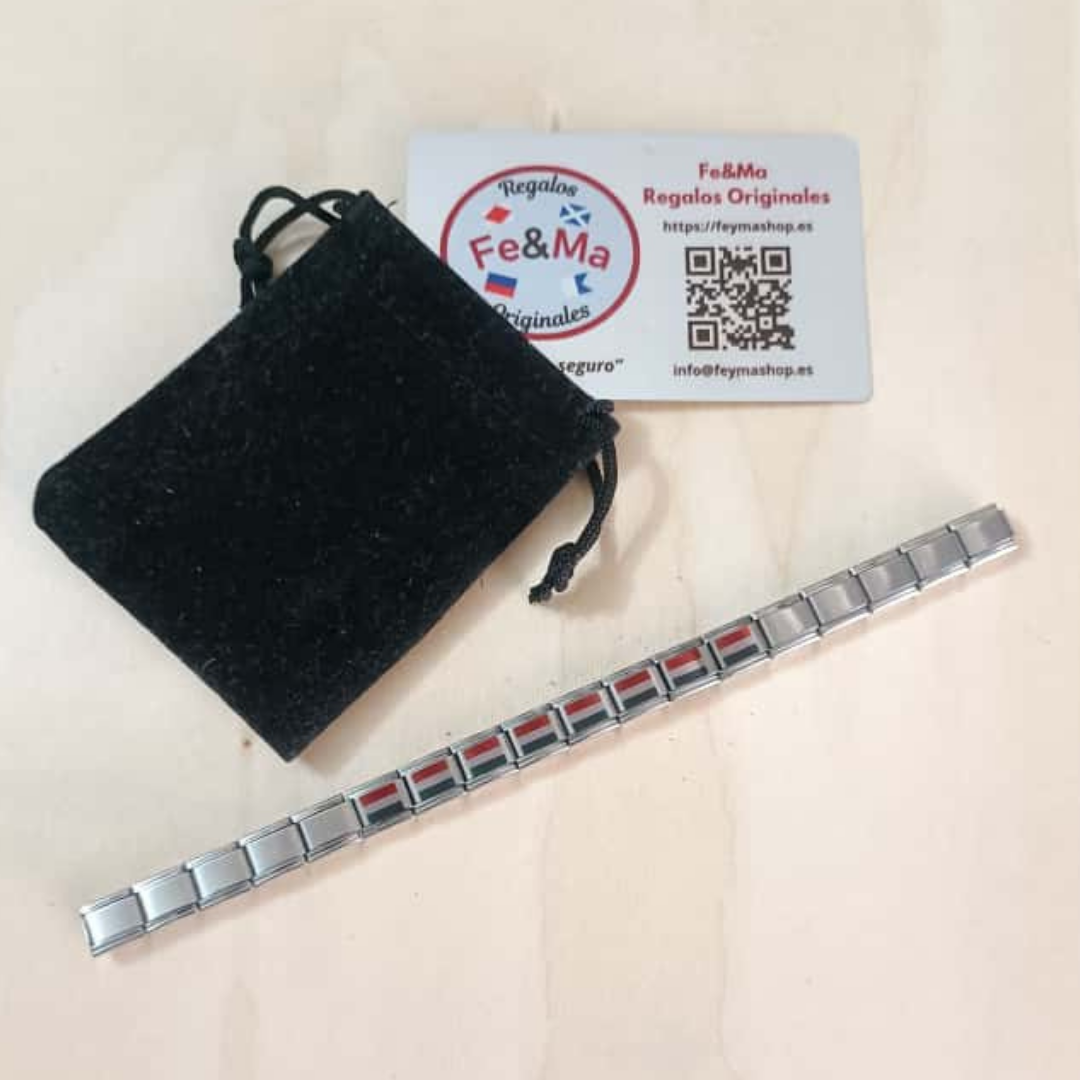 Pulsera con Bandera de Hungría – Acero Inoxidable, Regalo Original