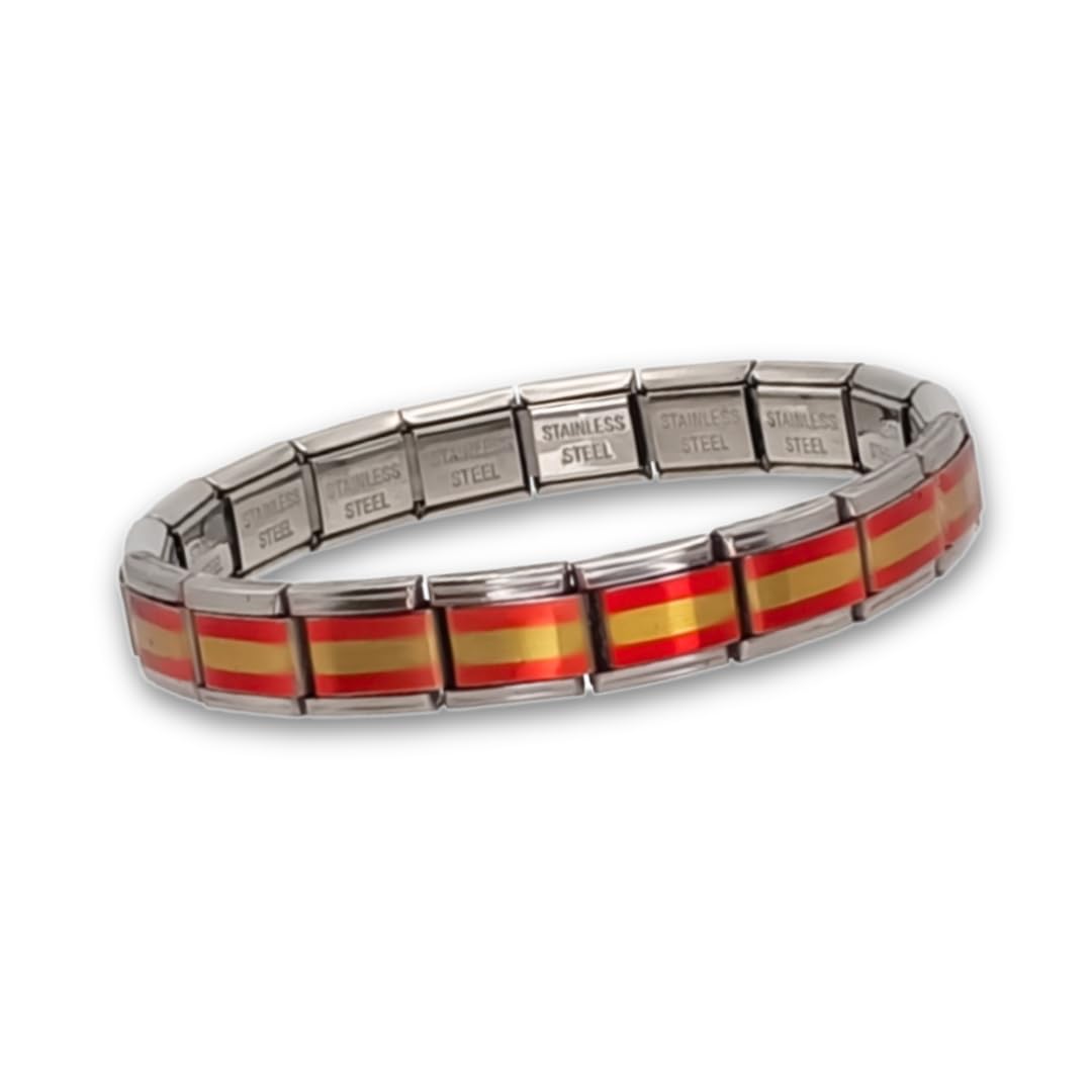 Pulsera Bandera de España – Eslabones de Acero Inoxidable con Estilo y Durabilidad