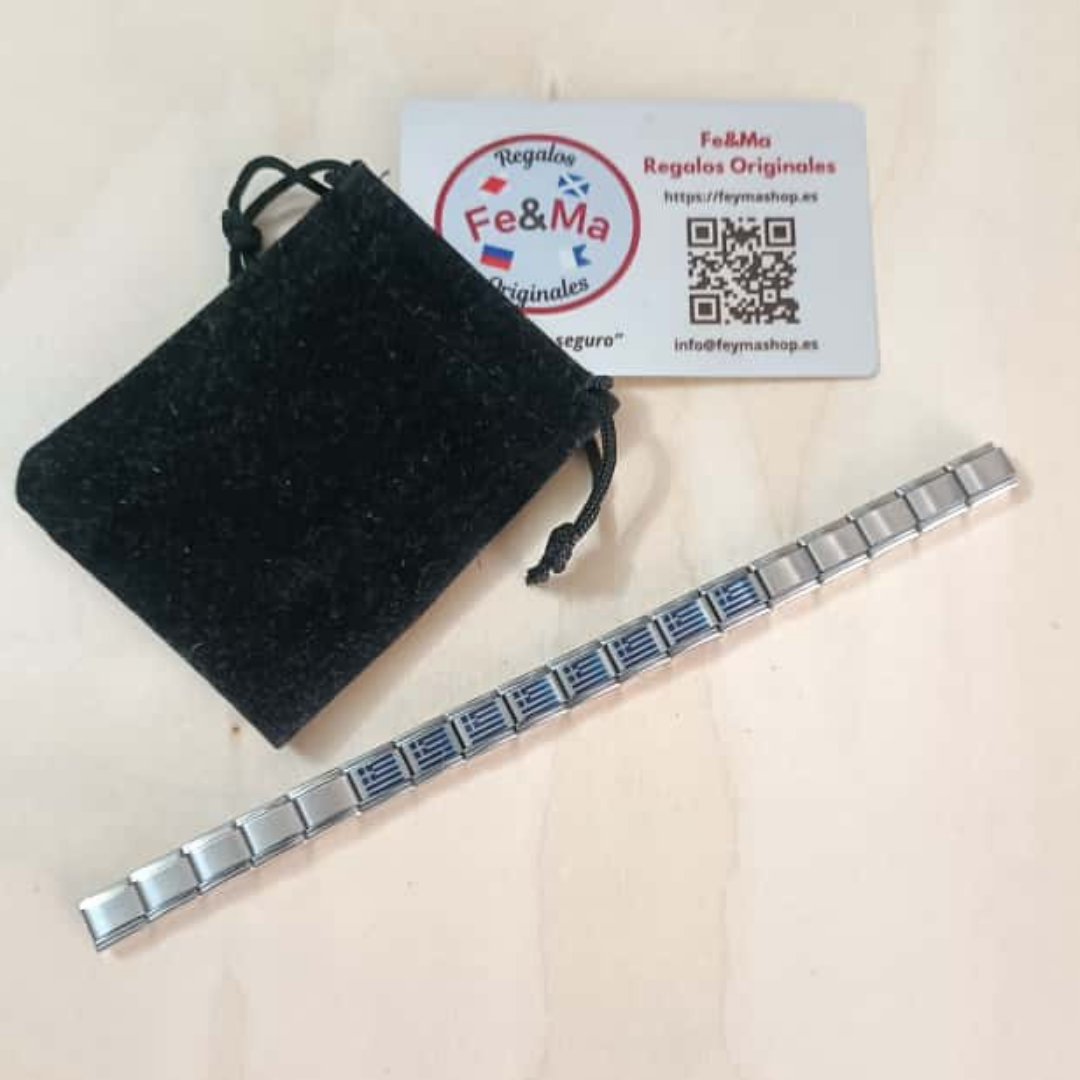 Pulsera con Bandera de Grecia – Acero Inoxidable, Regalo Original