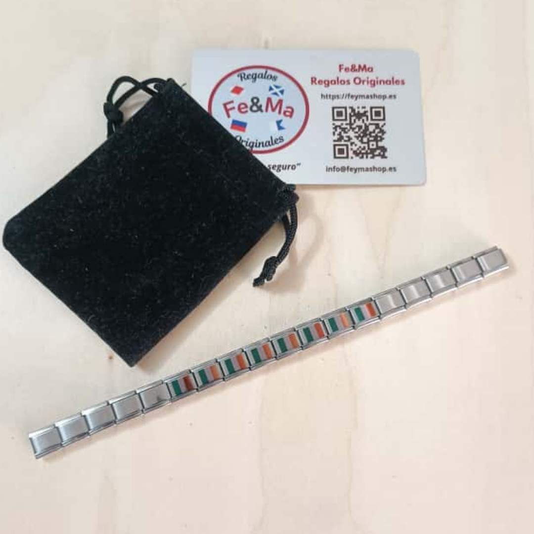 Pulsera con Bandera de Irlanda – Acero Inoxidable, Regalo Original