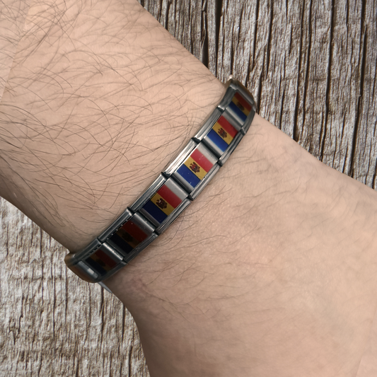 Pulsera con Bandera de Moldavia – Acero Inoxidable, Regalo Original