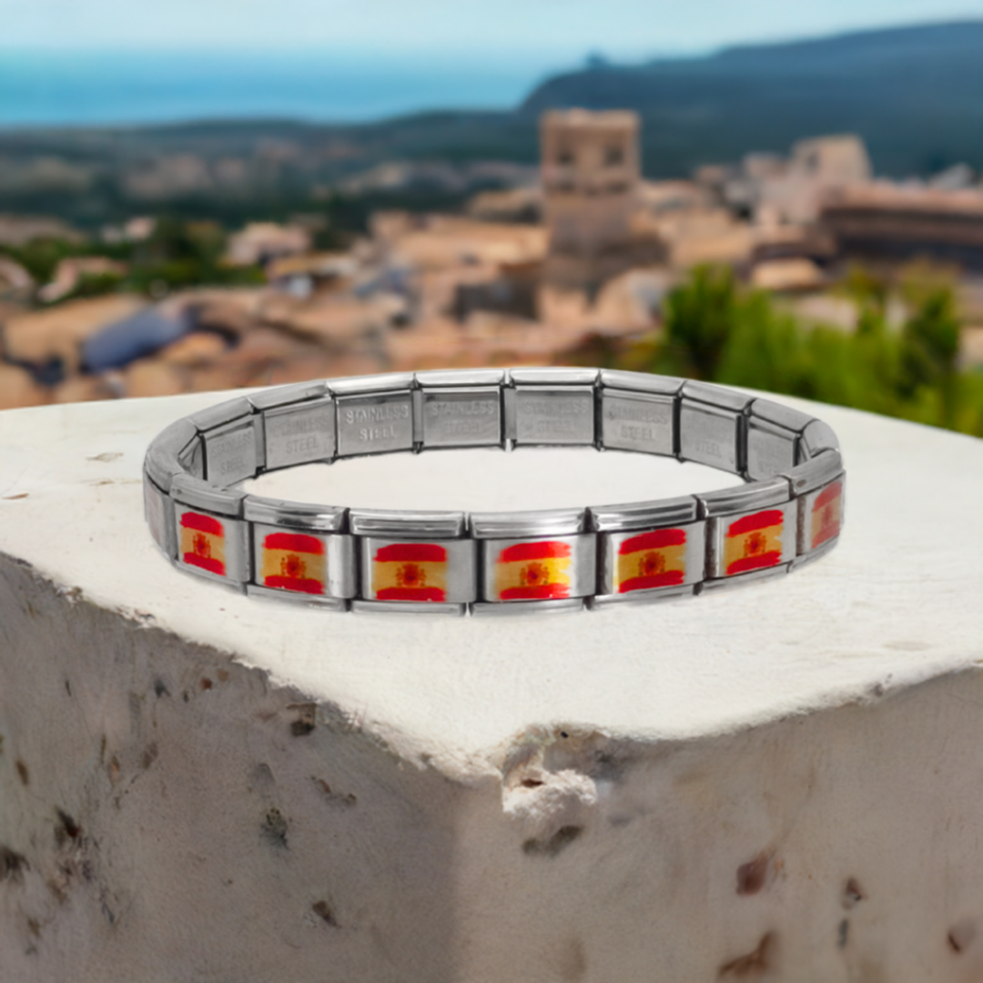 Pulsera con la Bandera de España con Escudo – Acero Inoxidable, Regalo Original con Orgullo Nacional