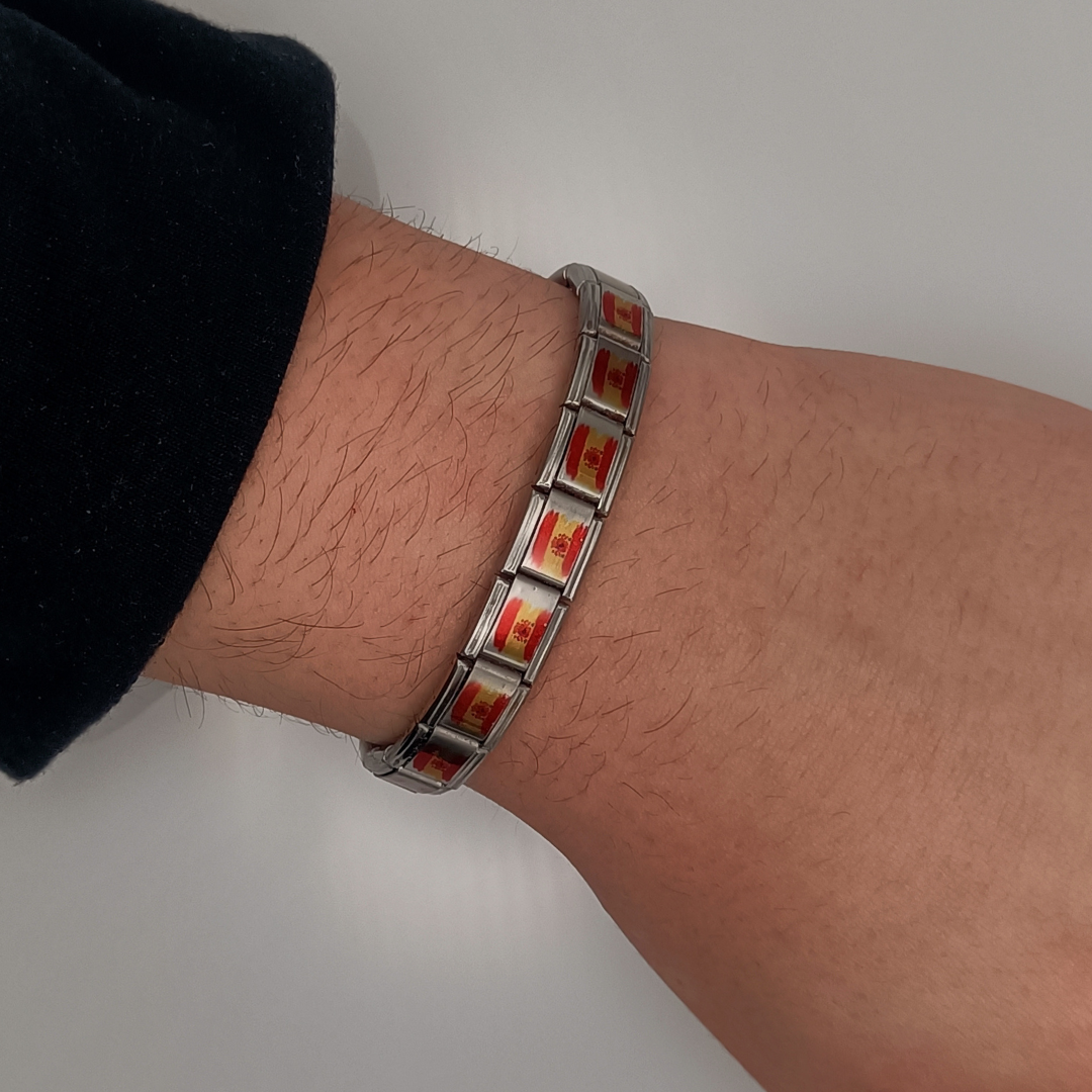 Pulsera con la Bandera de España con Escudo – Acero Inoxidable, Regalo Original con Orgullo Nacional