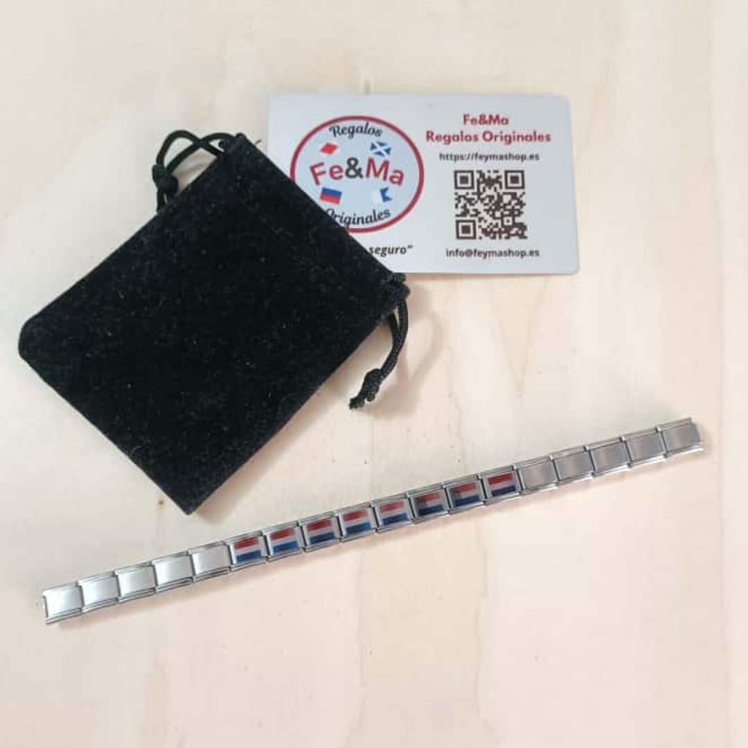 Pulsera con Bandera de Países Bajos – Acero Inoxidable, Regalo Original