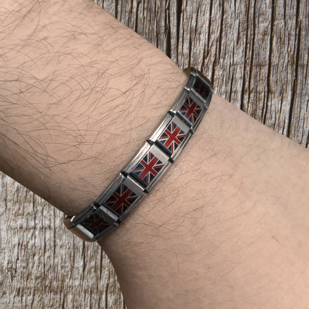 Pulsera con Bandera de Reino Unido – Acero Inoxidable, Regalo Original