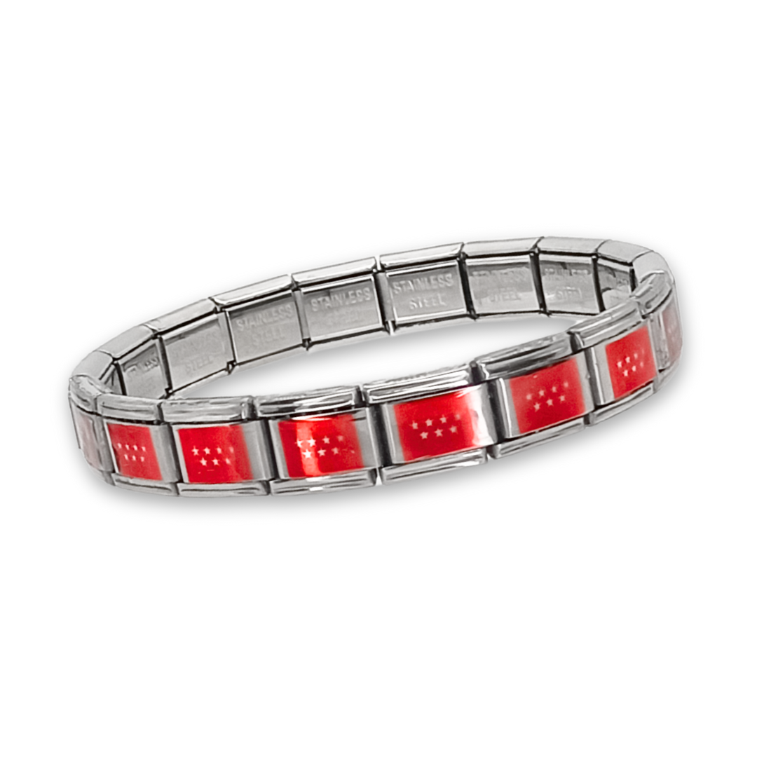 Pulsera con Bandera de Madrid – Acero Inoxidable, Regalo Original de Comunidad Autónoma