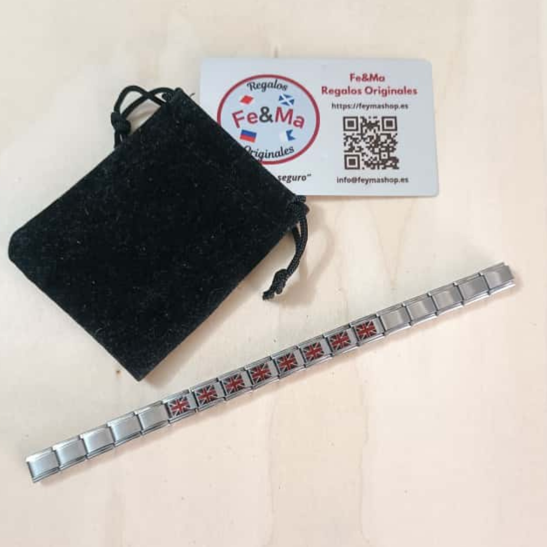 Pulsera con Bandera de Reino Unido – Acero Inoxidable, Regalo Original