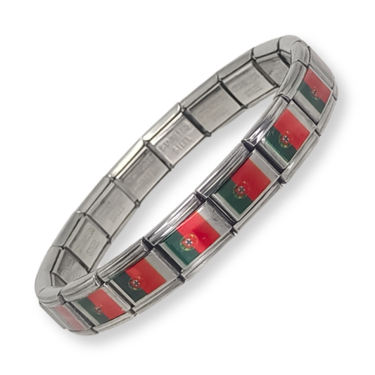 Pulsera con Bandera de Portugal – Acero Inoxidable, Regalo Original