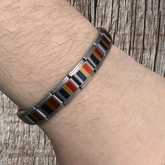 Pulsera con Bandera de Rumania – Acero Inoxidable, Regalo Original