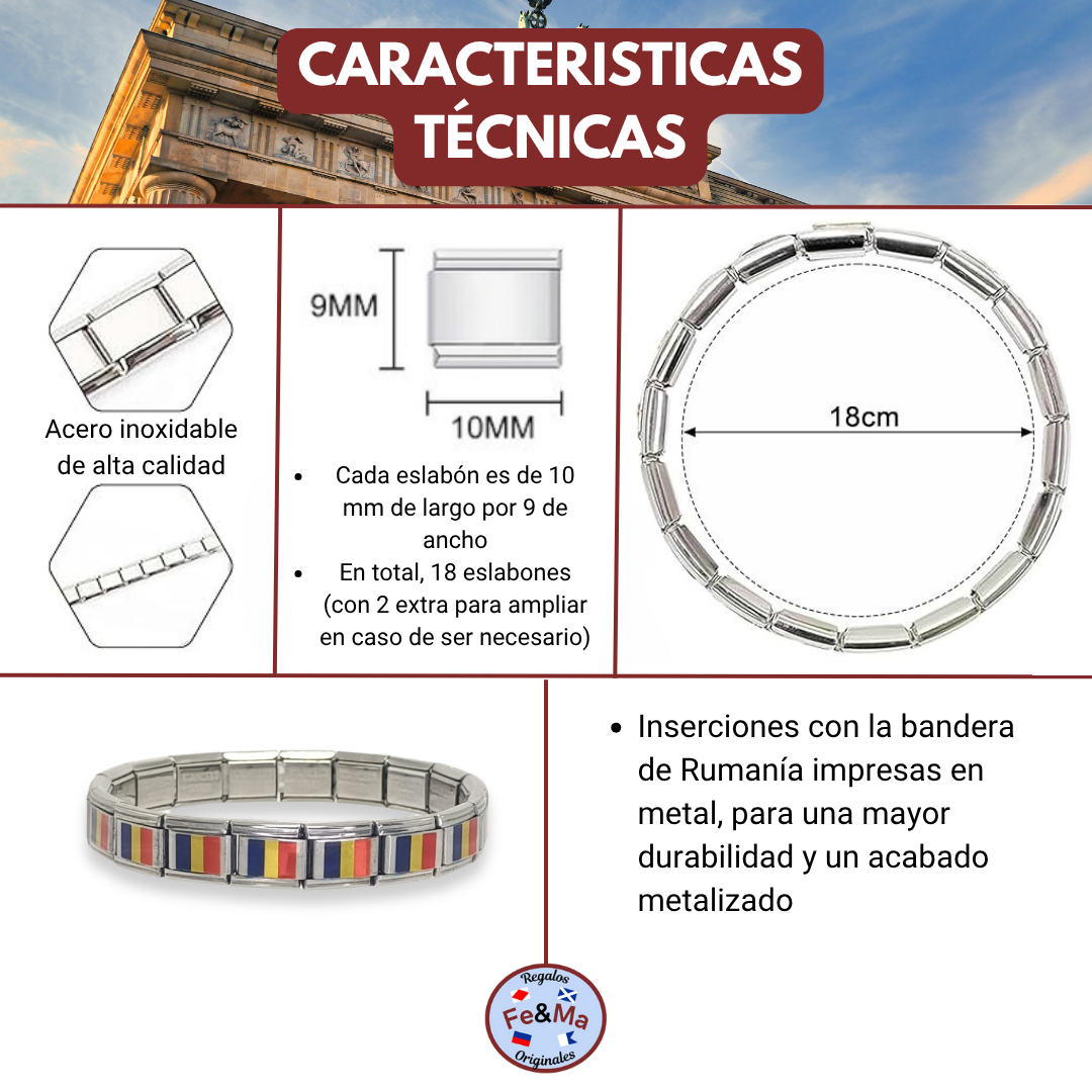 Pulsera con Bandera de Rusia – Acero Inoxidable, Regalo Original