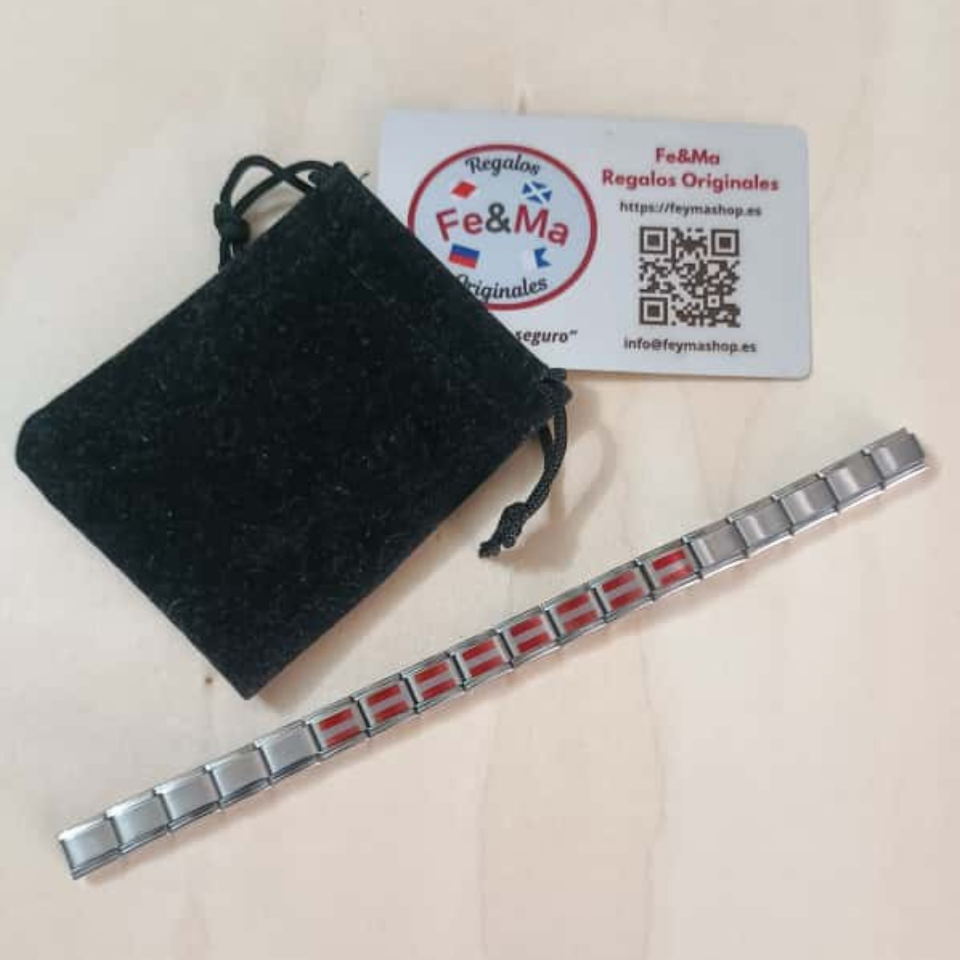 Pulsera con Bandera de Austria – Acero Inoxidable, Regalo Original
