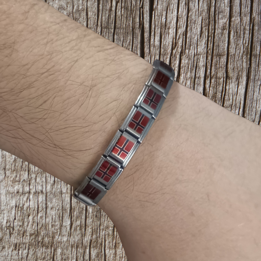 Pulsera con Bandera de Noruega – Acero Inoxidable, Regalo Original