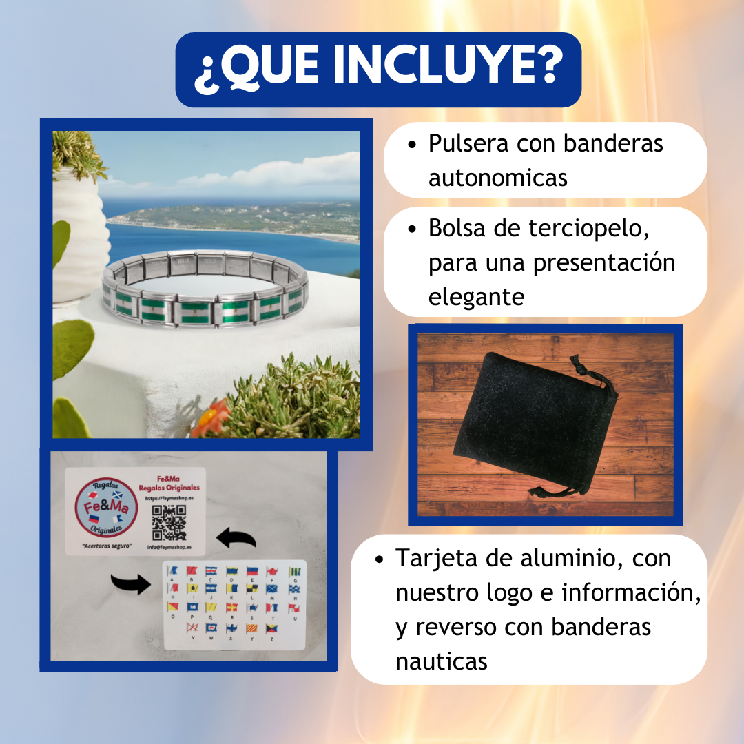 Pulsera con Bandera de Andalucía – Acero Inoxidable, Regalo Original de Comunidad Autónoma