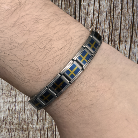 Pulsera con Bandera de Suecia – Acero Inoxidable, Regalo Original