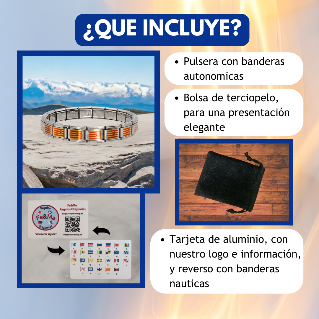 Pulsera con Bandera de Aragón – Acero Inoxidable, Regalo Original de Comunidad Autónoma